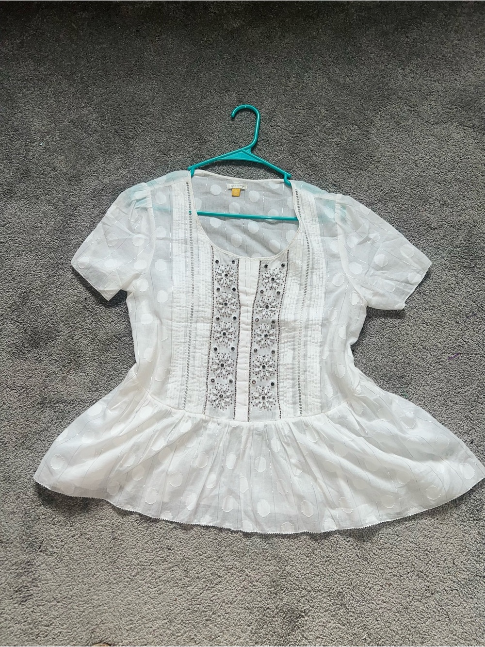leifsdottir White Eyelet Peplum Blouse